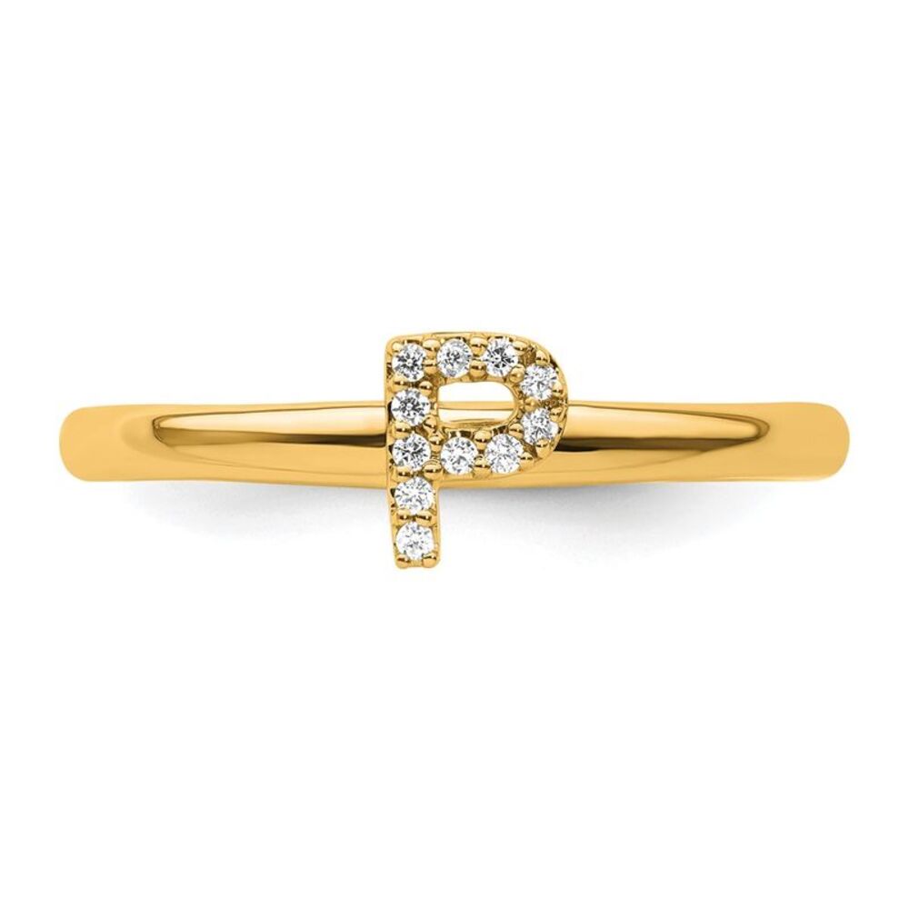 Kazi Luxury 14k Yellow Gold Stackable Diamond Ini… - image 4